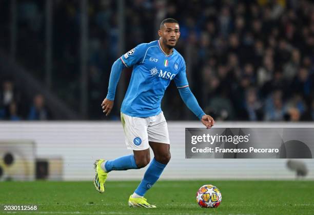 Juan Jesus of SSC Napoli during the UEFA Champions League 2023/24 round of 16 first leg match between SSC Napoli and FC Barcelona at Stadio Diego...