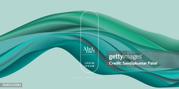 abstract green wave line background, abstract lines, wave line - wallpaper decor stock illustrations