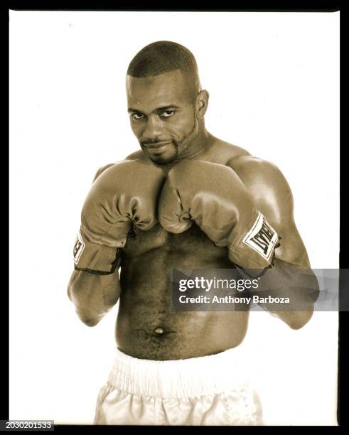 American boxer Roy Jones Jr, posing with his guard up, 1997.