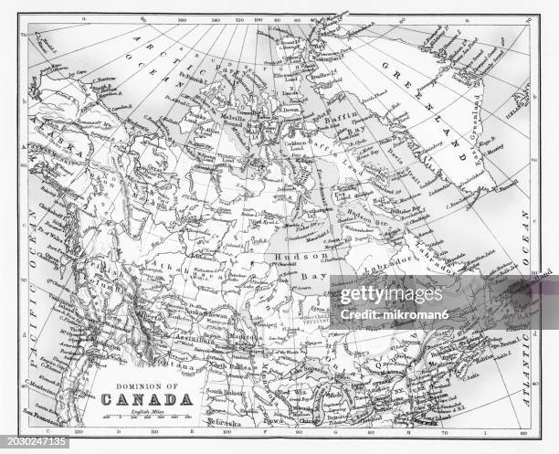 old chromolithograph map of dominion of canada - canada day stock pictures, royalty-free photos & images