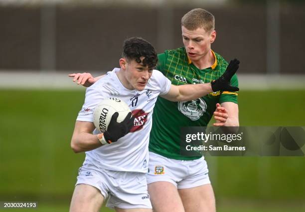 Meath , Ireland - 25 February 2024; Ryan Burke of Kildare in action against Mathew Costello of Meath during the Allianz Football League Division 2...