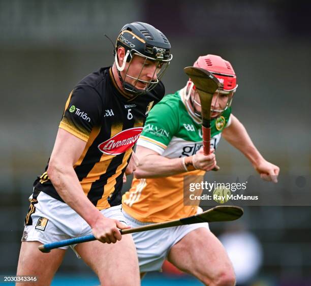 Kilkenny , Ireland - 25 February 2024; Darragh Corcoran of Kilkenny is tackled by Eoghan Cahill of Offaly during the Allianz Hurling League Division...