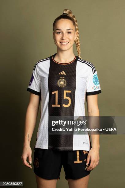 Giulia Gwinn of Germany poses for a portrait prior to the UEFA Women´s Nations League Finals 2024 on February 21, 2024 in Frankfurt am Main, Germany.