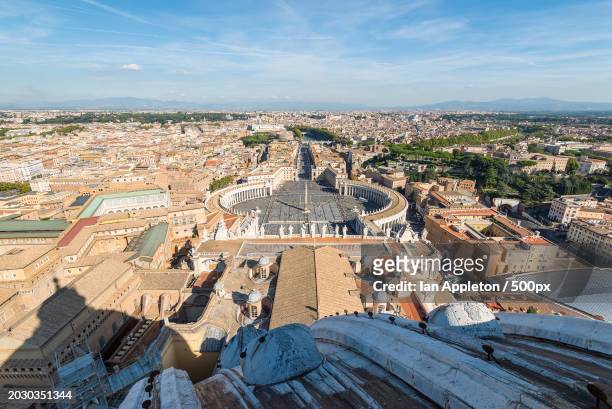 aerial view of cityscape against sky,vatican - vatican city aerial stock pictures, royalty-free photos & images