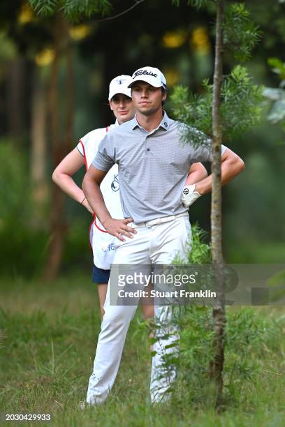 Yannick Schuetz of Germany on the eighth hole during day one of the Magical Kenya Open at Muthaiga Golf Club on February 22, 2024 in Nairobi, Kenya.