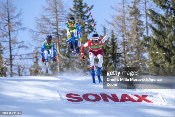 Alexis Jay of Team France in action, Nicolas Raffort of Team France in action, Romain Mari of Team France in action during the FIS Freestyle Ski...