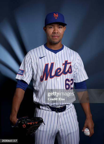 Jose Quintana of the New York Mets poses for a portrait on New York Mets Photo Day at Clover Park on February 22, 2024 in Port St. Lucie, Florida.