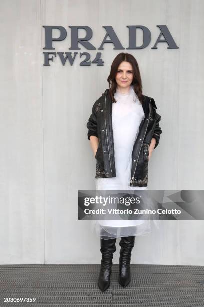 Juliette Binoche attends the Prada Fall/Winter 2024 Womenswear fashion show during Milan Fashion Week Fall/Winter 2024 - 2025 on February 22, 2024 in...