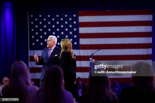 Chairman of American Conservative Union Matt Schlapp and his wife Mercedes Schlapp give opening remarks at the Conservative Political Action...