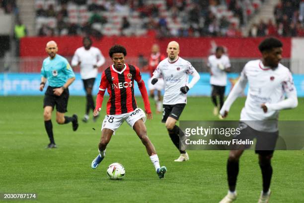 Hicham BOUDAOUI during the Ligue 1 Uber Eats match between Olympique Gymnaste Club Nice and Clermont Foot 63 at Allianz Riviera on February 25, 2024...