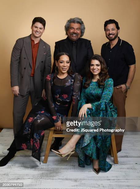 Matt Shively, George Lopez, Al Madrigal, Mayan Lopez and Selenis Leyva of NBC's 'Lopez vs. Lopez' poses for a portrait during the 2024 Winter...