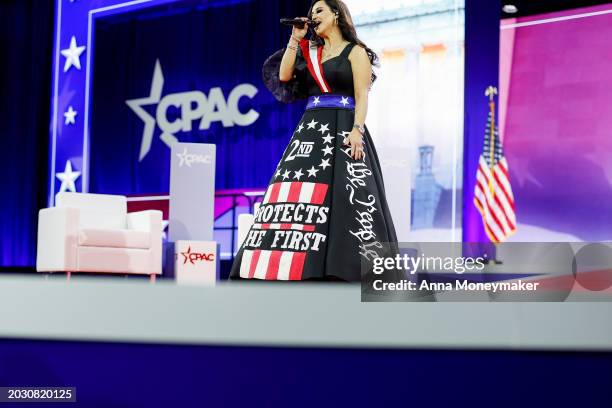 Country singer Natasha Owens sings during the Conservative Political Action Conference at Gaylord National Resort Hotel And Convention Center on...