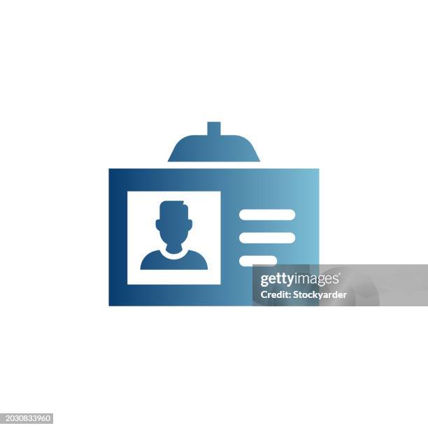 id card gradient solid icon - lanyard badge stock illustrations