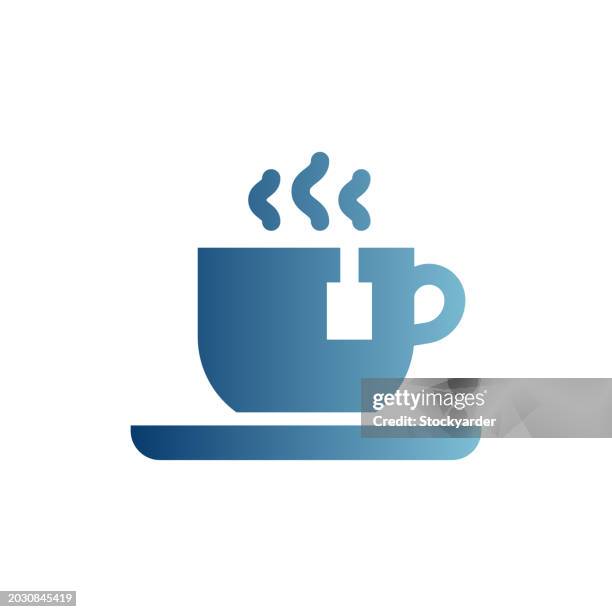 herbal tea gradient solid icon - drinking green tea stock illustrations