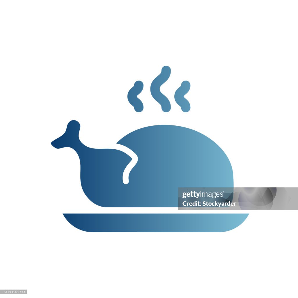 Icono sólido degradado de pollo asado