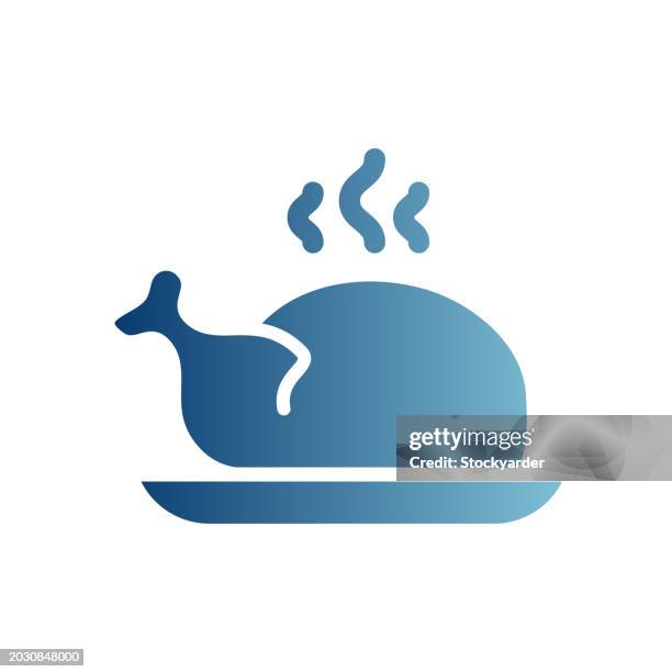 roasted chicken gradient solid icon - roast chicken stock illustrations