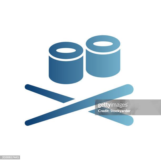 asian restaurant gradient solid icon - sushi plate stock illustrations