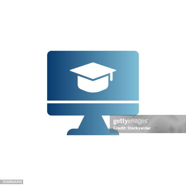 online course gradient solid icon - laptop icon solid stock illustrations