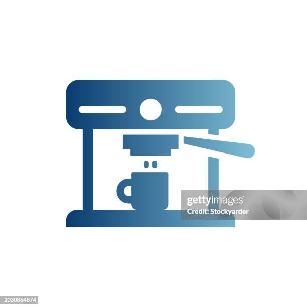 coffee break gradient solid icon - multiple coffee cups stock illustrations