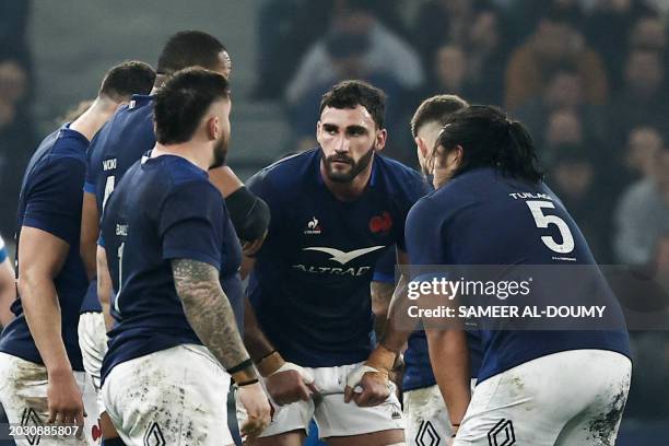 France's flanker Charles Ollivon looks on during the Six Nations rugby union international match between France and Italy at Stade Pierre Mauroy in...