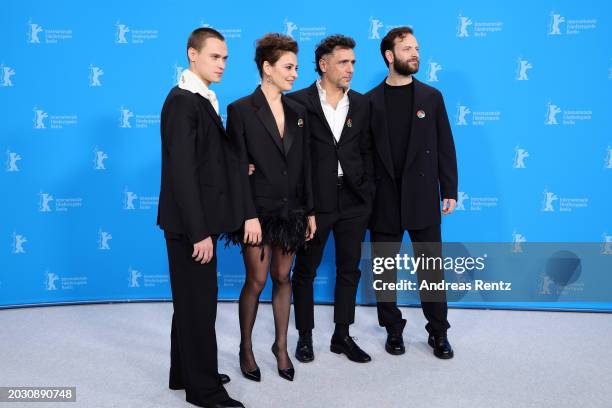 Saul Nanni, Jasmine Trinca, Adriano Giannini, Alessandro Borghi pose at the "Supersex" photocall during the 74th Berlinale International Film...