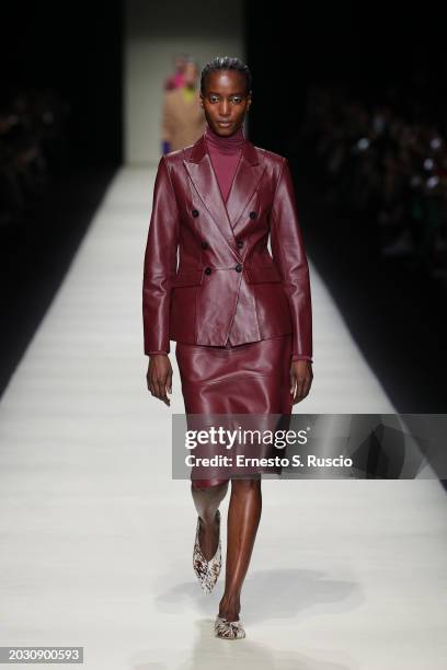 Model walks the runway at the Maryling Fashion Show during Milan Fashion Week FW24 on February 22, 2024 in Milan, Italy.