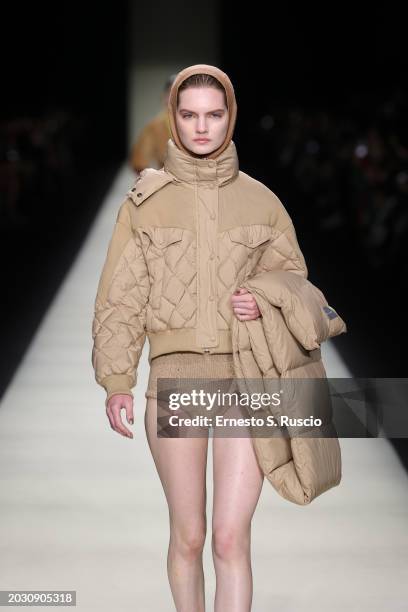 Model walks the runway at the Maryling Fashion Show during Milan Fashion Week FW24 on February 22, 2024 in Milan, Italy.