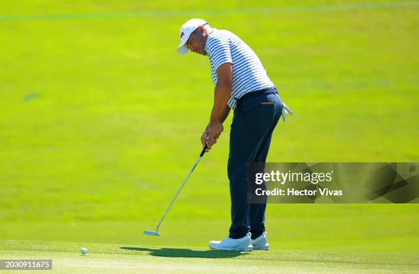 Jhonattan Vegas of Venezuela putts on the 12th green during the first round of the Mexico Open at Vidanta at Vidanta Vallarta on February 22, 2024 in...