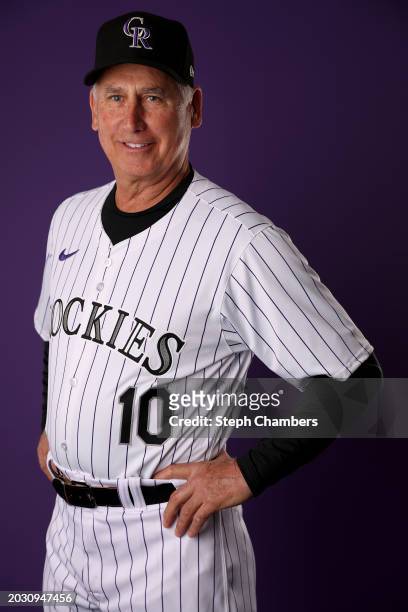 Manager Bud Black of the Colorado Rockies poses for a portrait during photo day at Salt River Fields at Talking Stick on February 22, 2024 in...