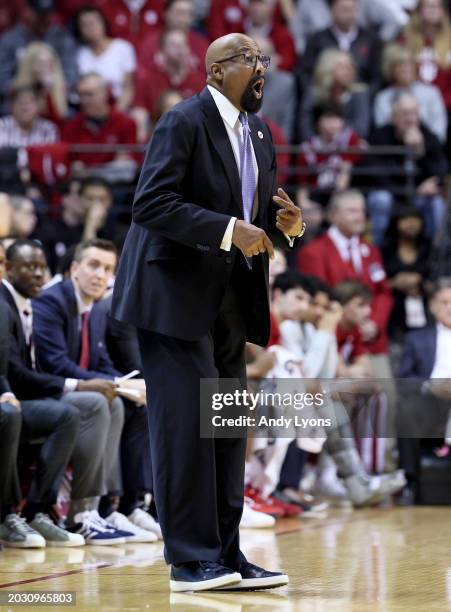 Mike Woodson the head coach of the Indiana Hoosiers in the game against the Nebraska Cornhuskers at Simon Skjodt Assembly Hall on February 21, 2024...