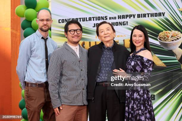 Daniel Scheinert, Daniel Kwan, James Hong and Lucy Liu attend the Hand and Footprint Ceremony honoring James Hong at TCL Chinese Theatre on February...