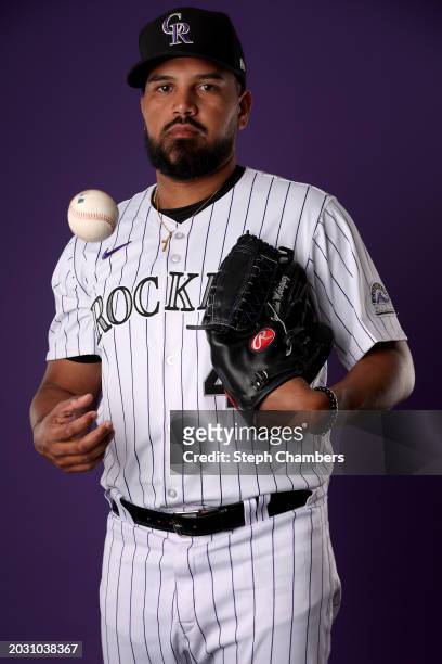 German Marquez of the Colorado Rockies poses for a portrait during photo day at Salt River Fields at Talking Stick on February 22, 2024 in...