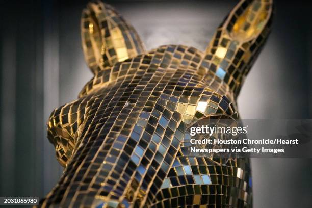 Decorative horse is seen in the Cotton Holdings company tent Tuesday, Feb. 20 at the Houston Livestock Show and Rodeo in Houston.