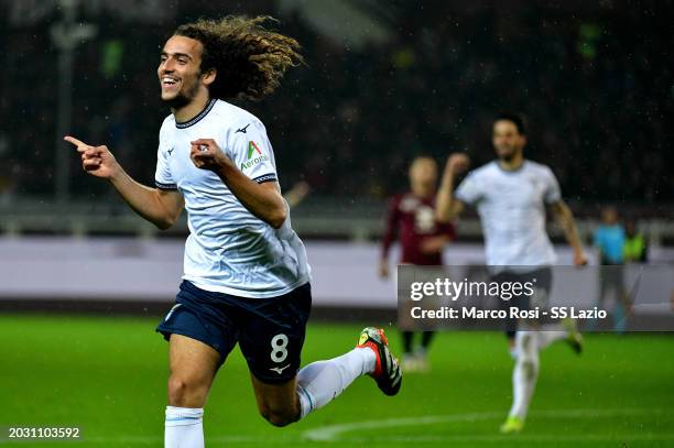 Matteo Guendouzi of SS Lazio celebrates a opening goal during the Serie A TIM match between Torino FC and SS Lazio at Stadio Olimpico di Torino on...