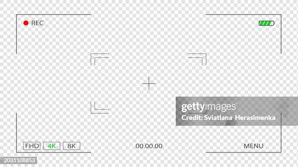 digital video recorder display screen template. focusing digital display screen, transparent background. vector illustration. - video camera screen stock illustrations