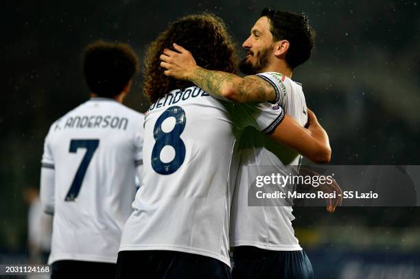 Matteo Guendouzi of SS Lazio celebrates a opening goal during the Serie A TIM match between Torino FC and SS Lazio at Stadio Olimpico di Torino on...