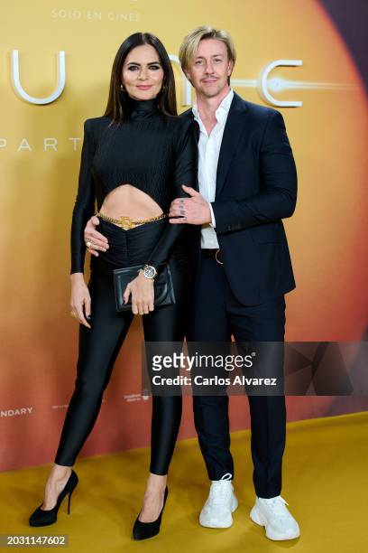 Romina Belluscio and José María Gutiérrez aka Guti attend the Madrid premiere of "Dune: Part 2" at the Kinépolis cinema on February 22, 2024 in...