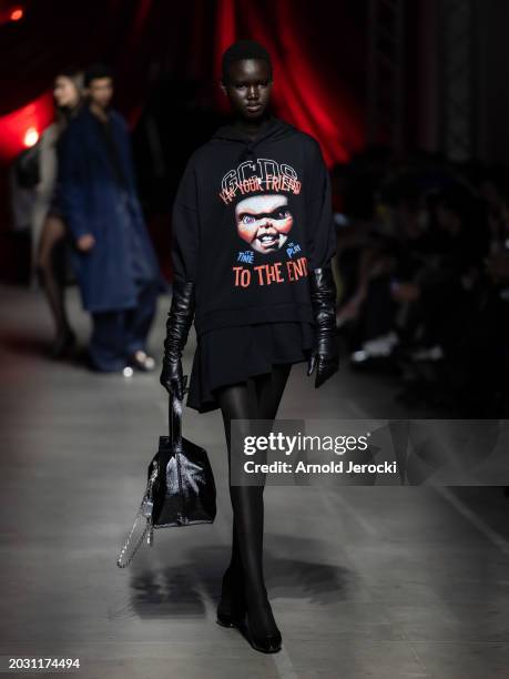 Model walks the runway at the GCDS fashion show during the Milan Fashion Week Womenswear Fall/Winter 2024-2025 on February 22, 2024 in Milan, Italy.