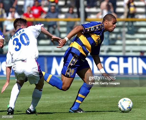 Adriano of Parma in action during the Serie A match between Parma and Bologna, played on May 3, 2003 at the Ennio Tardini Stadium, Parma, Italy.