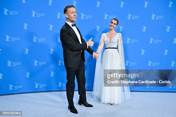 Rocco Siffredi and his wife Rosa Caracciolo pose at the "Supersex" photocall during the 74th Berlinale International Film Festival Berlin at Grand...