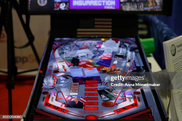 An electronic pinball game is displayed in the expo hall at the Conservative Political Action Conference at Gaylord National Resort Hotel And...