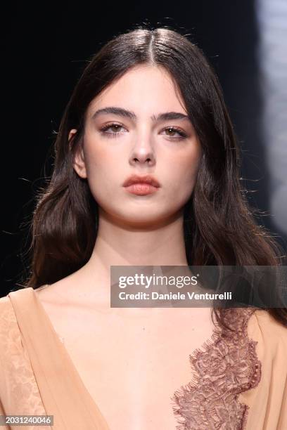 Deva Cassel walks the runway at the Alberta Ferretti fashion show during the Milan Fashion Week Womenswear Fall/Winter 2024-2025 on February 21, 2024...