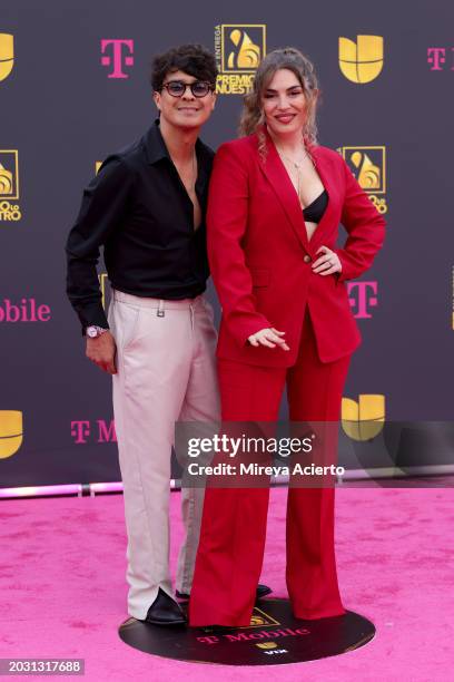 Periko and Jessi Leon attend Univision's 36th Premio Lo Nuestro at Kaseya Center on February 22, 2024 in Miami, Florida.