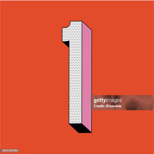 retro 90s y2k 3d font design number 1 on square block of color - thing 1 thing 2 stock illustrations