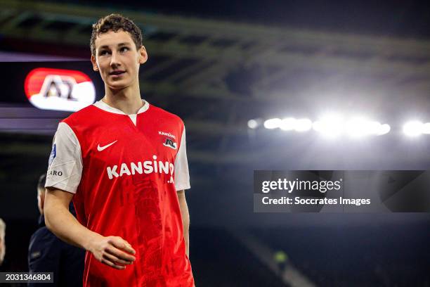 Ruben van Bommel of AZ Alkmaar celebrates the victory during the Dutch Eredivisie match between AZ Alkmaar v Ajax at the AFAS Stadium on February 25,...