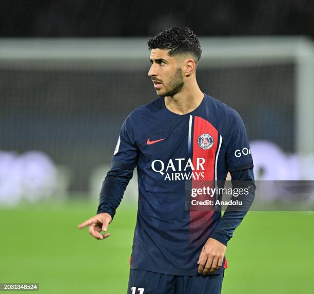 Marco ASENSIO of Paris Saint - Germain reacts during the French Ligue 1 soccer match between Paris Saint-Germain and Stade Rennais FC at Parc des...