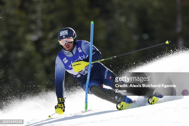 Giuliano Razzoli of Team Italy in action during the Audi FIS Alpine Ski World Cup Men's Slalom on February 25, 2024 in Palisades Tahoe, USA.
