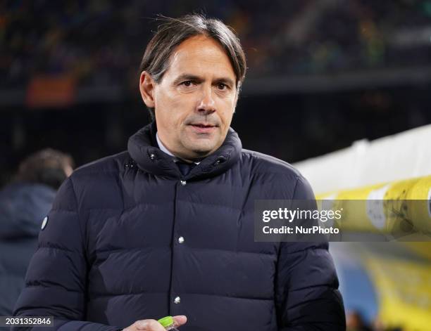 Simone Inzaghi, head coach of FC Internazionale Milano, is watching the Serie A TIM match between US Lecce and FC Internazionale in Lecce, Italy, on...