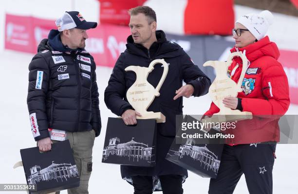 Adam Malysz, Slawomir Nitras, and Jagna Marczulajtis-Walczak are attending the FIS Snowboard World Cup, parallel giant slalom, in Jaworzyna Krynicka,...