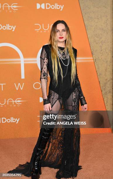 Swedish actress Rebecca Ferguson arrives for the premiere of "Dune: Part Two" at Josie Robertson Plaza at Lincoln Center on February 25 in New York...